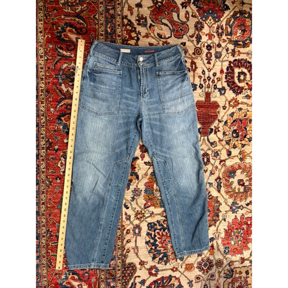 Pilcro The Wanderer Blue Denim Utility Crop Jeans Size 28 - Picture 2 of 9